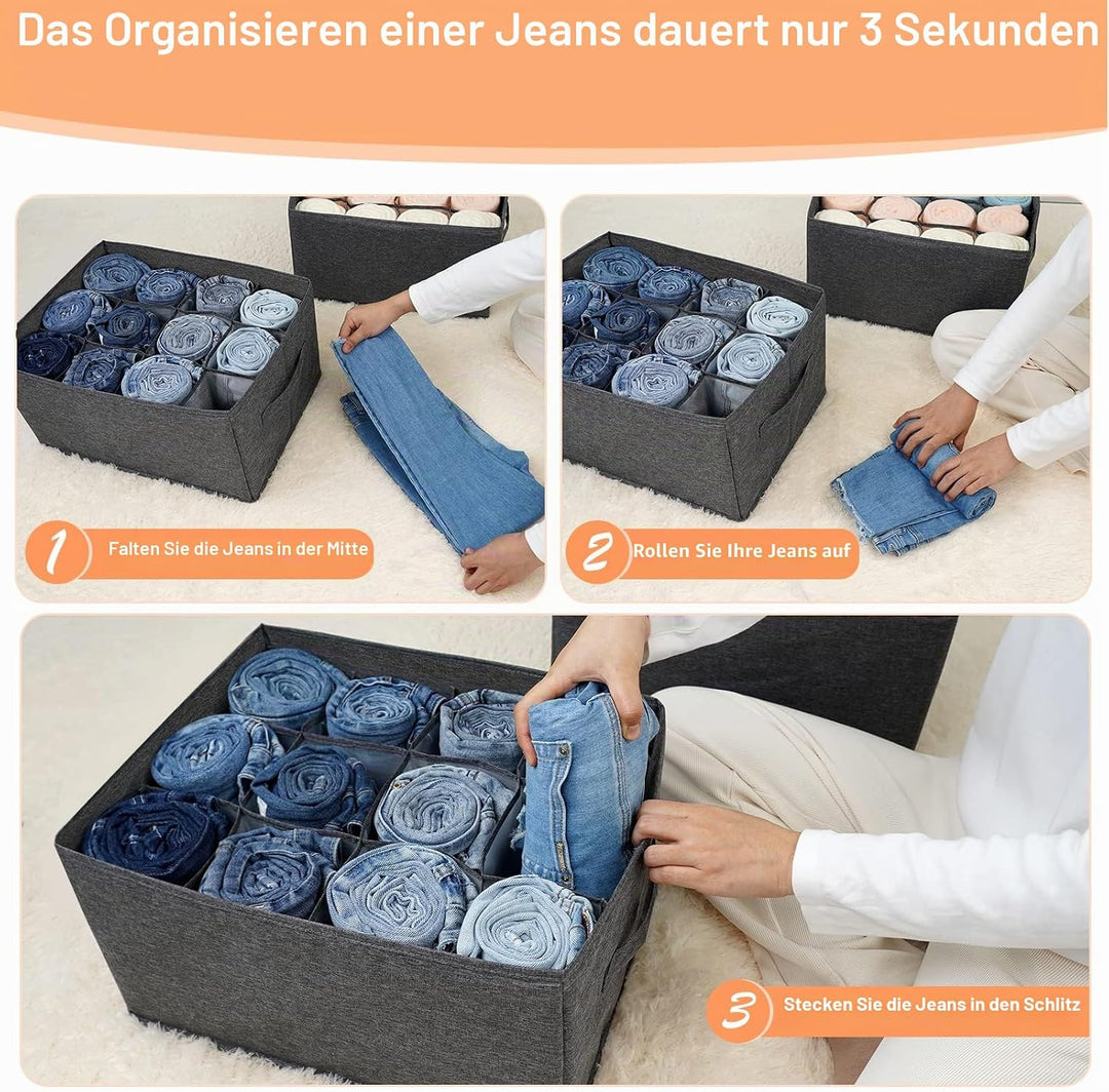 Kleiderschrank Organizer Schublade Aufbewahrungsbox für Kleidung - 12 Zellen Ordnungssystem Schrank