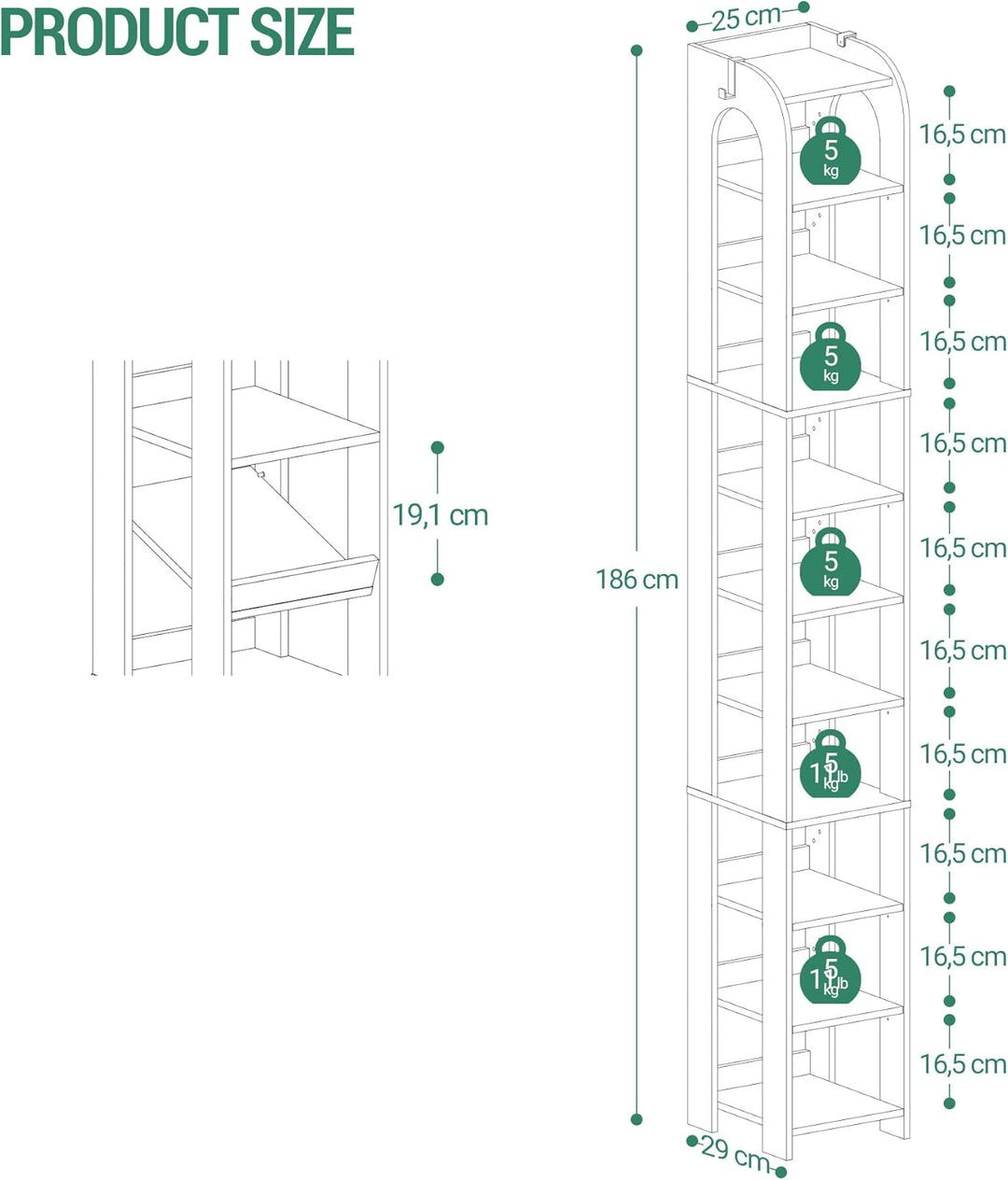 Hzuaneri Vertikales Schuhregal, 11 Ebenen Schmale Schuhregale, Holz-Schuh-Organizer für Schrank, Ein
