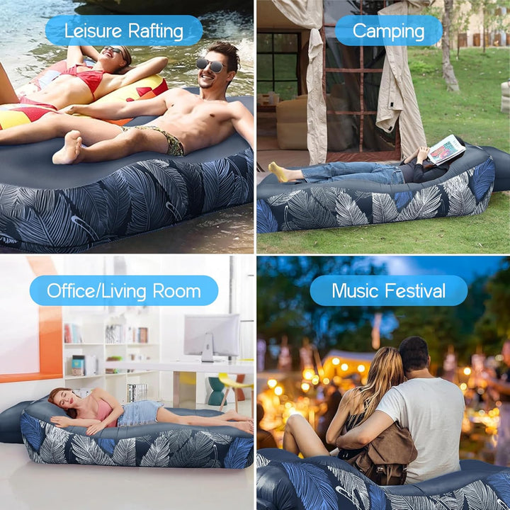 Aufblasbares Sofa - 195 x 70 cm Aufblasbare Couch Camping Sofa mit Mesh &Tragetasche Wasserdichte Ha
