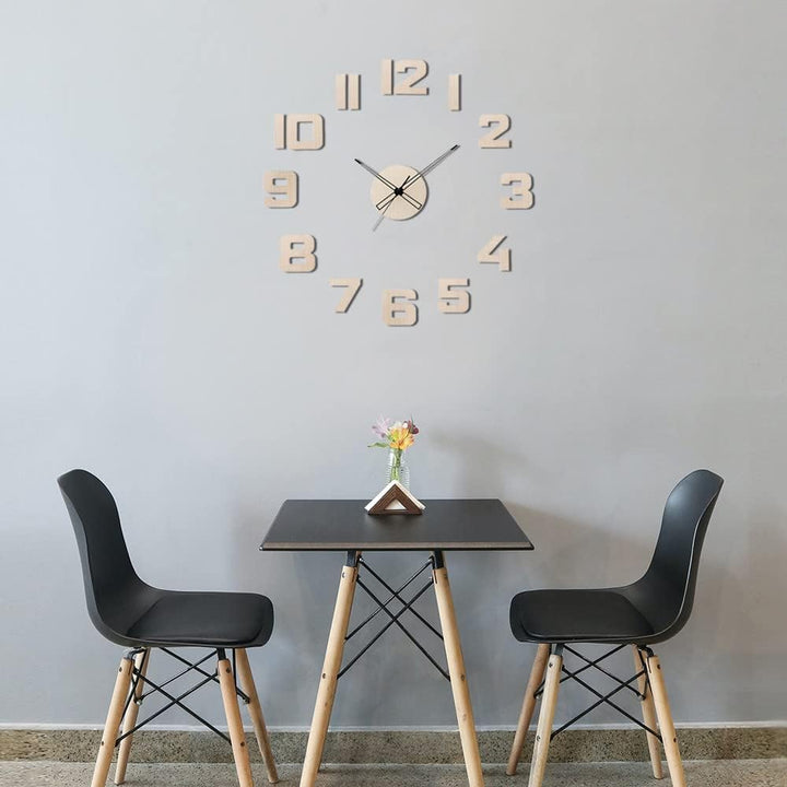 PRIM Veneer DIY Wanduhr, Made in EU, Holz Wand-Deko ∅ 600-1000 mm, 3D Ziffern, Gross XXL, Für Küche,
