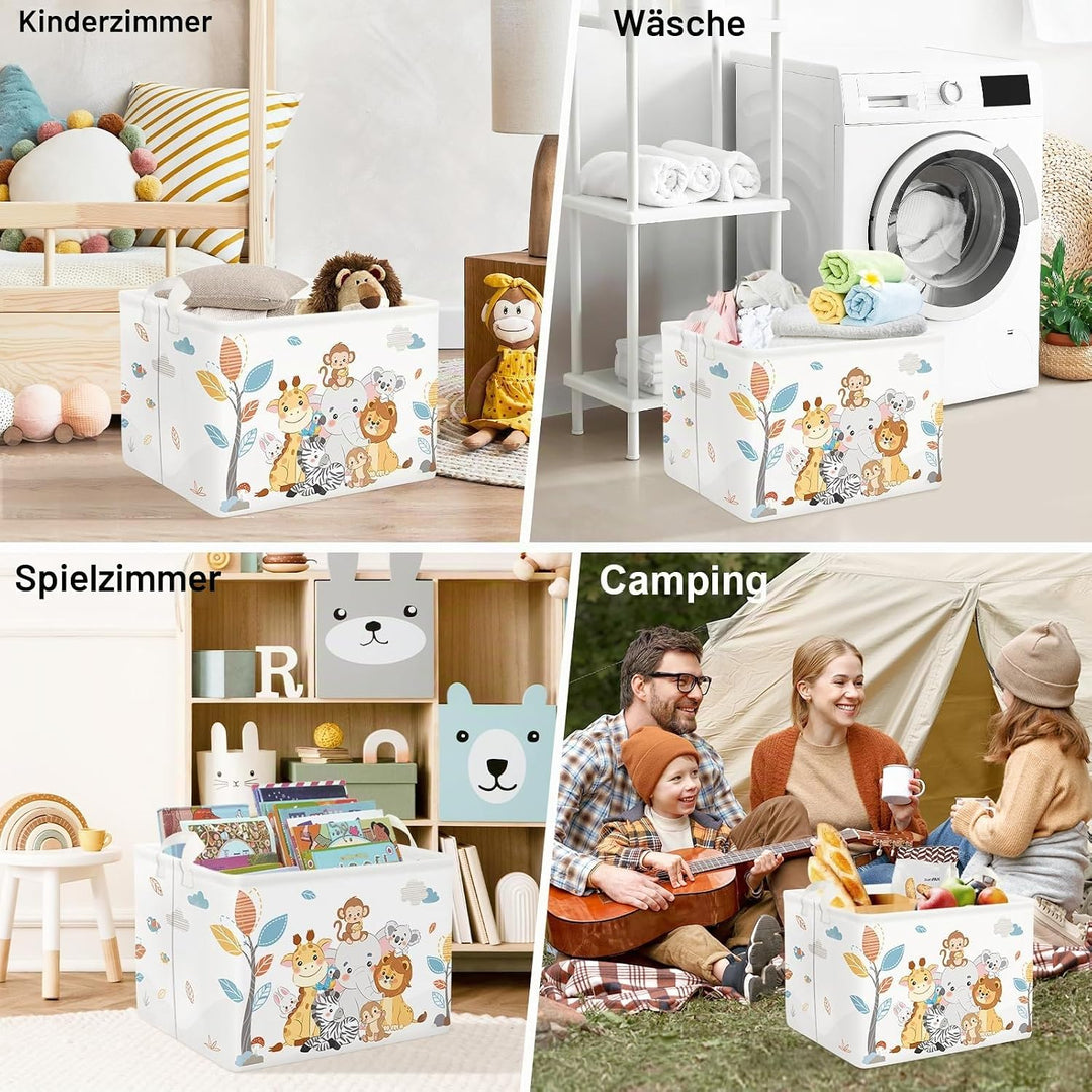 Clastyle Niedliches Tier Kinder Wäschekorb mit Henkel Faltbar Kleidung Spielzeug Aufbewahrungskorb J