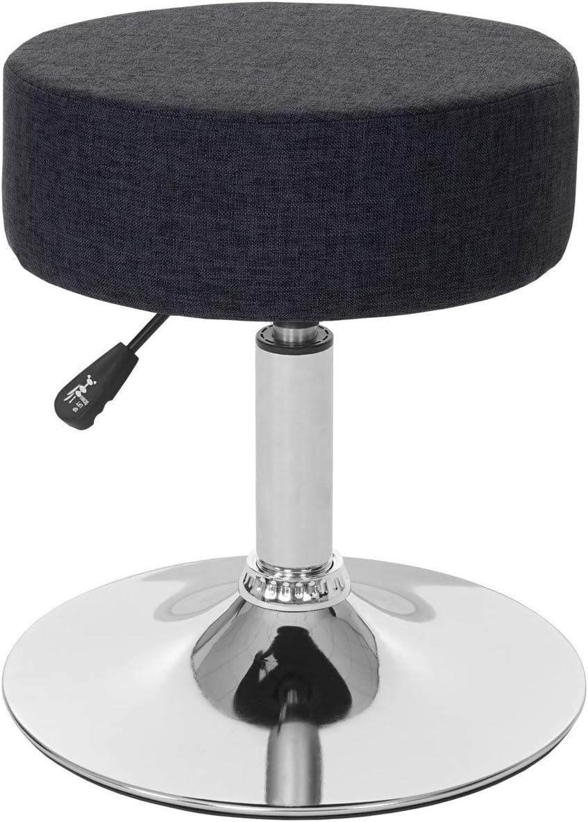 Mendler Hocker HWC-C22, Sitzhocker Schminkhocker, höhenverstellbar Ø 35cm - Textil, dunkelgrau