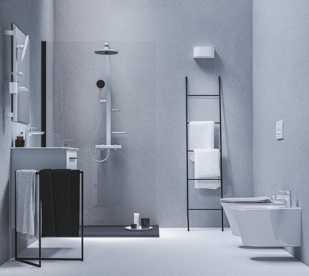 Ideal Standard BD131SI Cerafine O Waschtischarmatur H120 mit Push-Open-Ventil, Bad-Wasserhahn mit Au