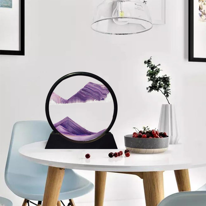 Aoderun Sandbilder Zum Drehen 3d Sanduhr Büro Deko Sand Rundes Glas Fliessender Sand Rahmen Beweglic