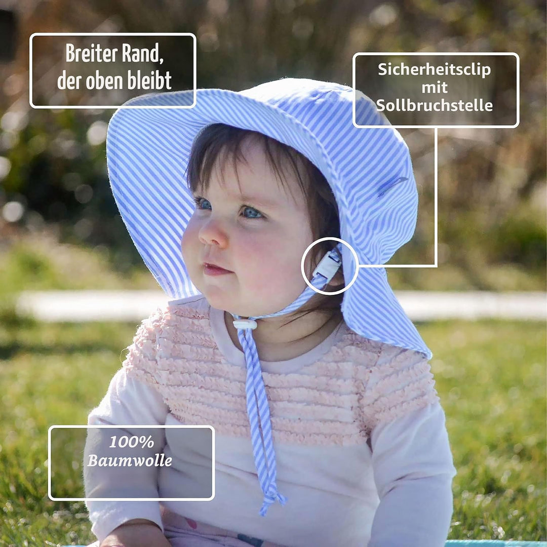 Jan &amp; Jul Grow-with-Me Baumwoll-Flapper Sonnenhut für Babys und Kinder 6-24 Monate Rosa Stern, 6-24