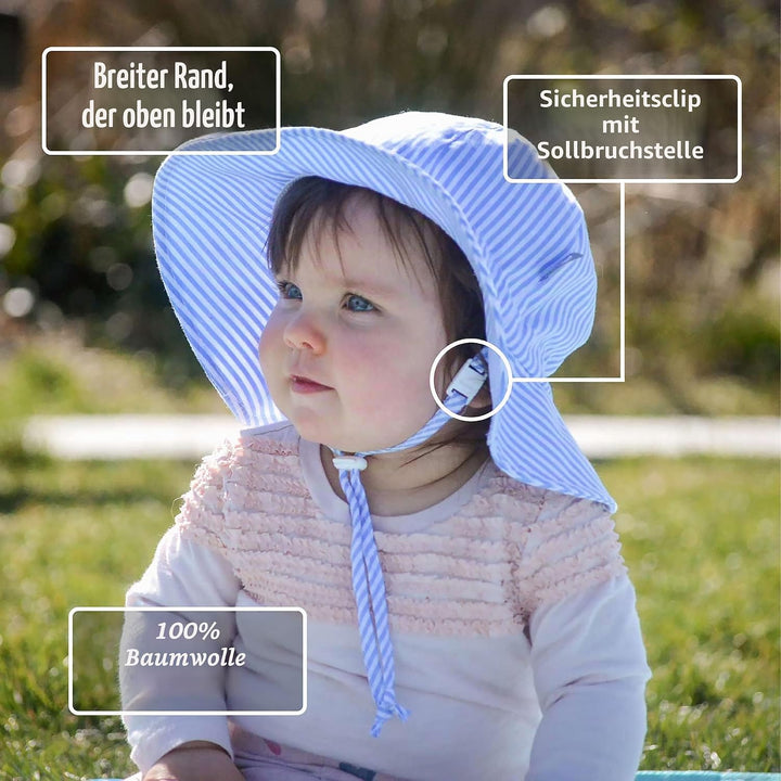 Jan &amp; Jul Grow-with-Me Baumwoll-Flapper Sonnenhut für Babys und Kinder 6-24 Monate Rosa Stern, 6-24