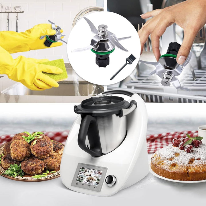 Ersatzmesser für Vorwerk Thermomix TM5 TM6, TM5 Messer aus Edelstahl, mit 1 Reinigungsbürste, Messer