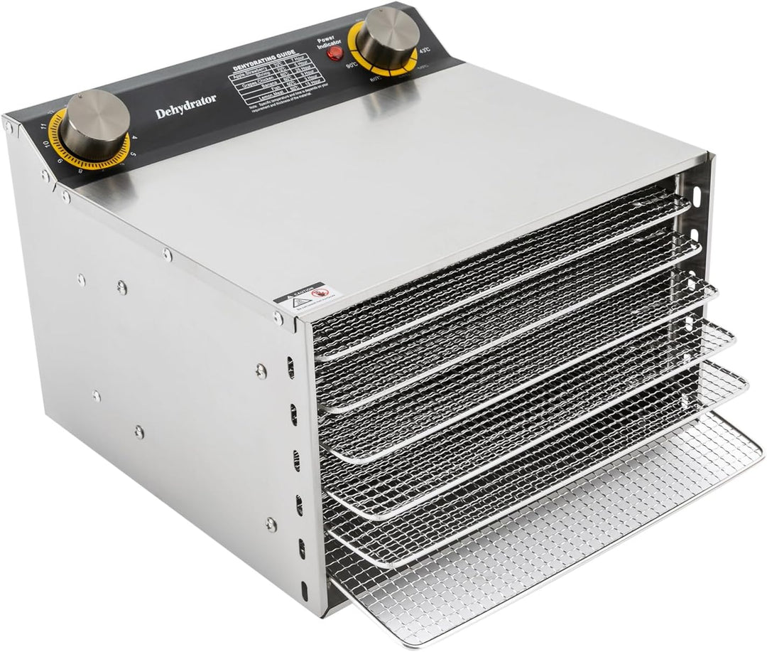 Dörrautomat mit 6 Edelstahl-Dörrgitter, 400W Lebensmittel-Trocknungsmaschine für den Hausgebrauch, T