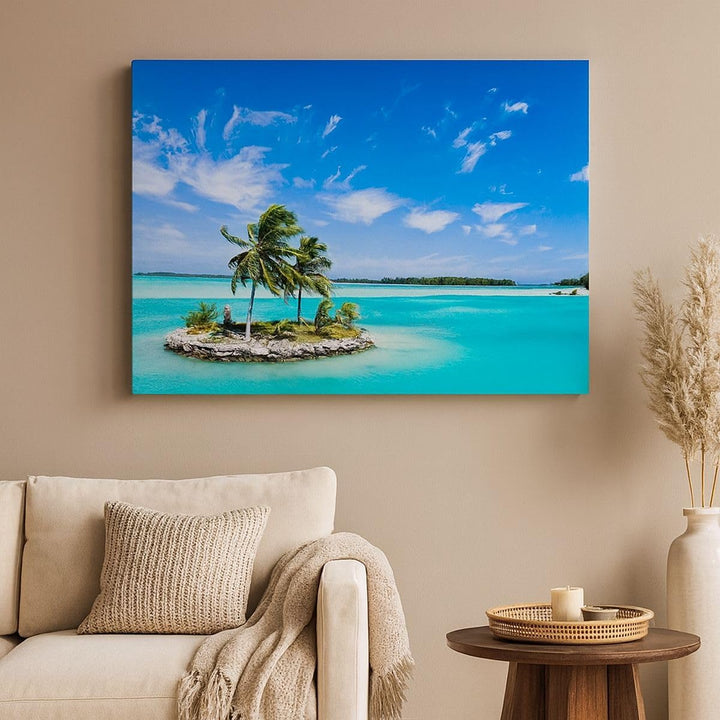Bilder auf Leinwand 100x70cm Leinwandbild Tahiti Insel Bora entspannend Gross Wanddeko Bild Schlafzi