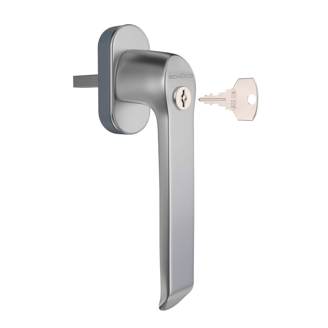 SCHÜCO VarioTec Fenstergriff abschliessbar in Alu/ silber, Edelstahl- Look, Griff für Schüco Kunstst