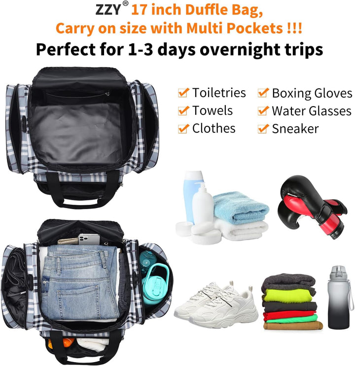ZZY Sporttasche klein, 25L Gym Tasche, Fitness Tasche Trainingstasche für Weekender Reisetasche (Gra