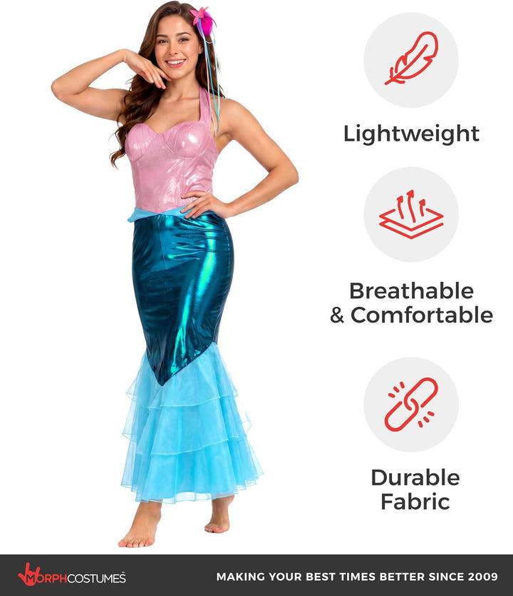 Fun Shack Meerjungfrau Kostüm Damen, Meerjungfrau Kleid Kostüm, Kostum Unterwasserwelt, Halloween Ko