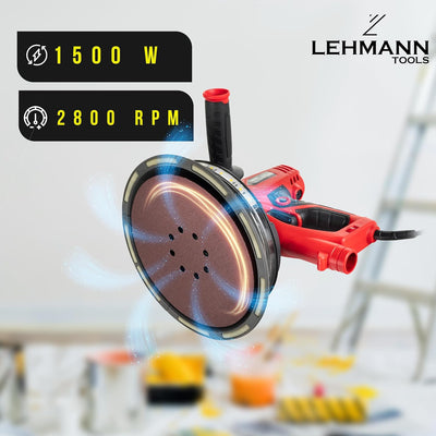 Lehmann LTOWG-1222 Trockenbauschleifer mit Absaugung, 225mm, 1500 W, Tellerschleifer mit 6 variable