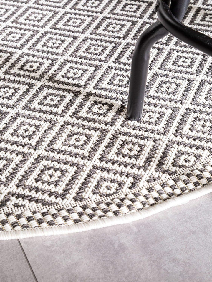 benuta Nest Teppich Cleo - Kunstfaser - Outdoor geeignet - Rund & im Style: Geometrisch, Zickzack, B
