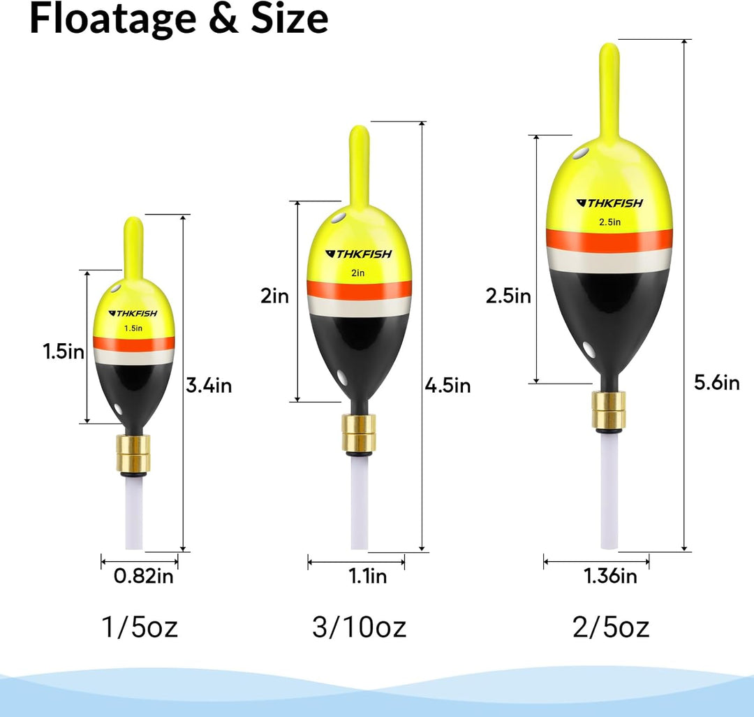 THKFISH Angelposen Set, 5 Stück Holz Posen Angeln, Schwimmer Angeln Bobber Float mit Verstellbarer M