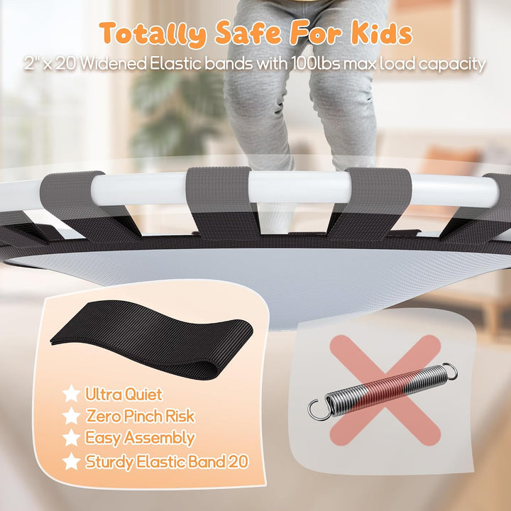 JOY SPOT! Ø 91cm Kinder Trampolin mit Schaumstoffgriff, faltbares Mini Trampolin für drinnen &amp; draus