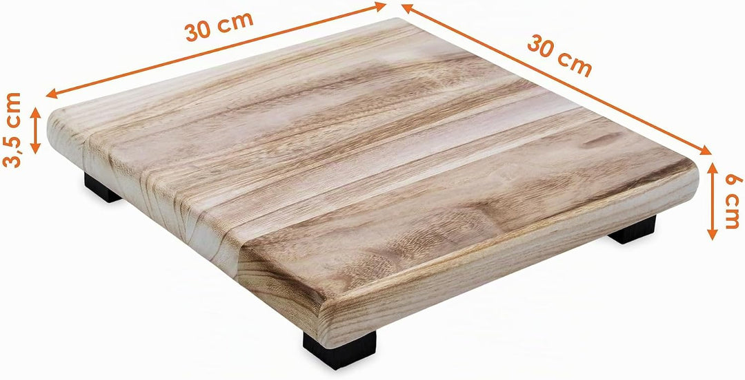 Spetebo Holz Blumenhocker natur eckig - 30 x 30 cm - Pflanzenhocker mit 4 Füssen in schwarz - Echtho