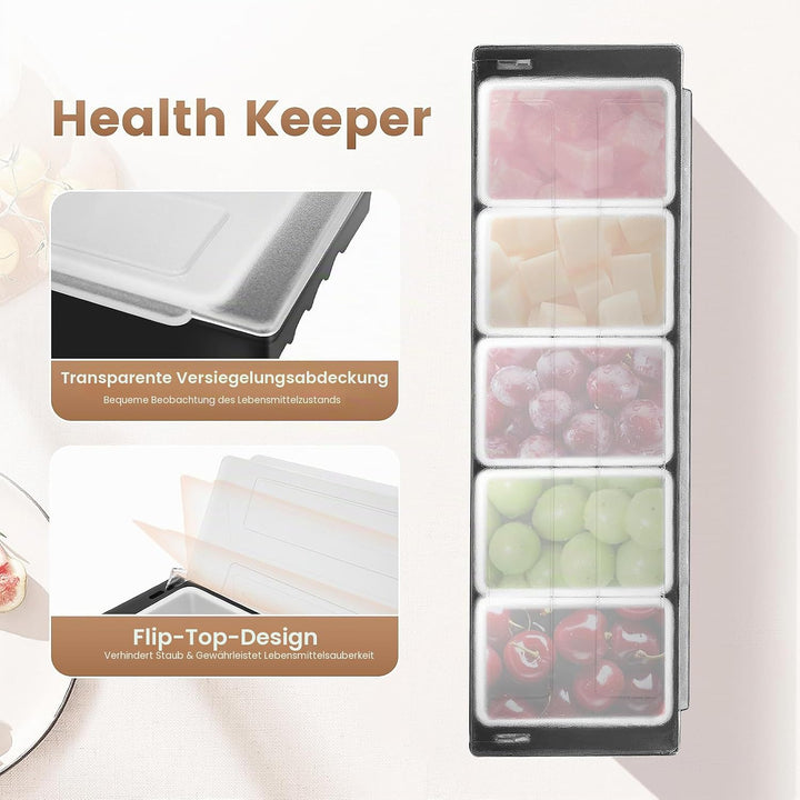 3 oder 5 Einsätzen Zutatenbehälter Topping Behälter, Zutatenbox Cocktail Obst Behälter, für Obst Sna