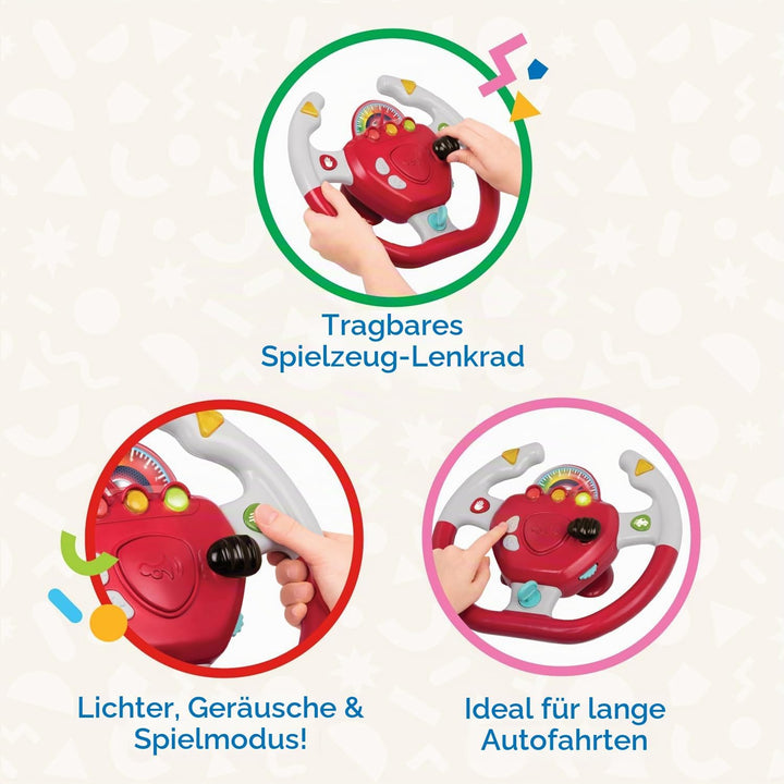 Battat – Geared To Steer – Interaktives Lenkrad – Tragbares Auto-Spielzeug – Kinderspiele & Lieder –