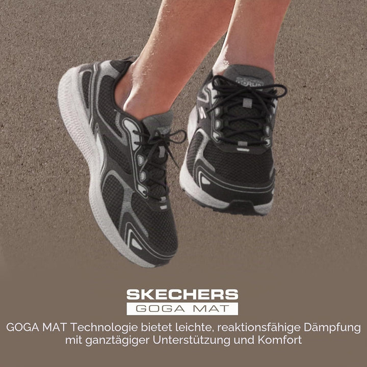 Skechers Herren Go Run Consistent Sneaker 43 EU Black Leather Synthetic Gray Trim, 43 EU Black Leath