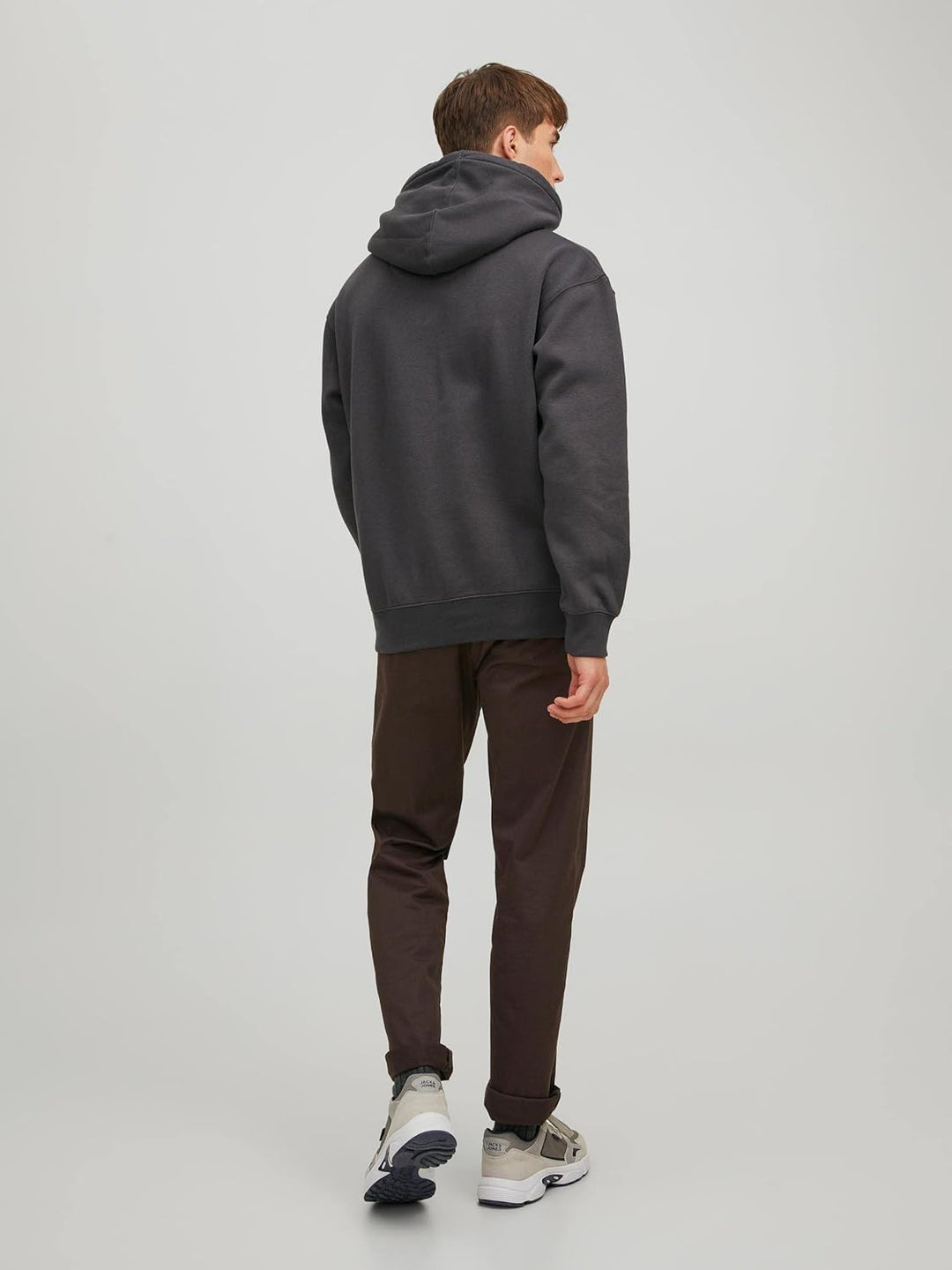 JACK & JONES Herren Basic Hoodie Soft Sweat Hood Jumper Kapuzen Pullover, XS Grau (Asphalt/Reg)