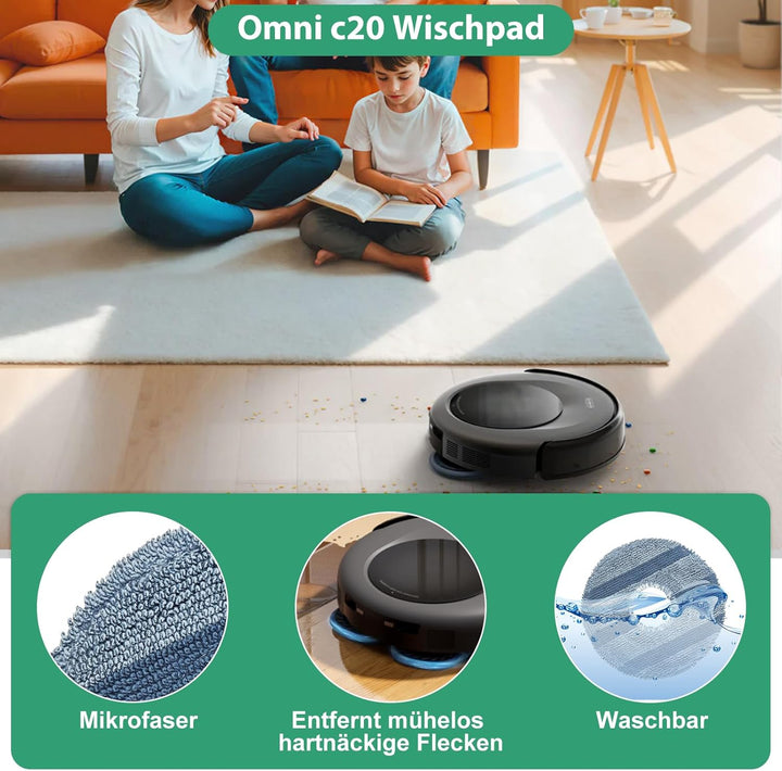 32 Stück Zubehör für Eufy Omni C20 Saugroboter, Ersatzteil set | 2 Hauptbürsten,4 Filter,6 Wischtüch
