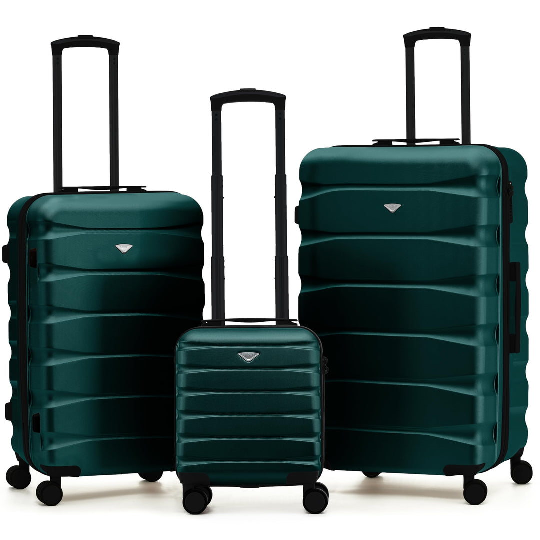 Flight Knight 3er Kofferset ABS Hartschalenkoffer Fuer Urlaub und Reisen | Handgepaeck 40 cm - Mitte