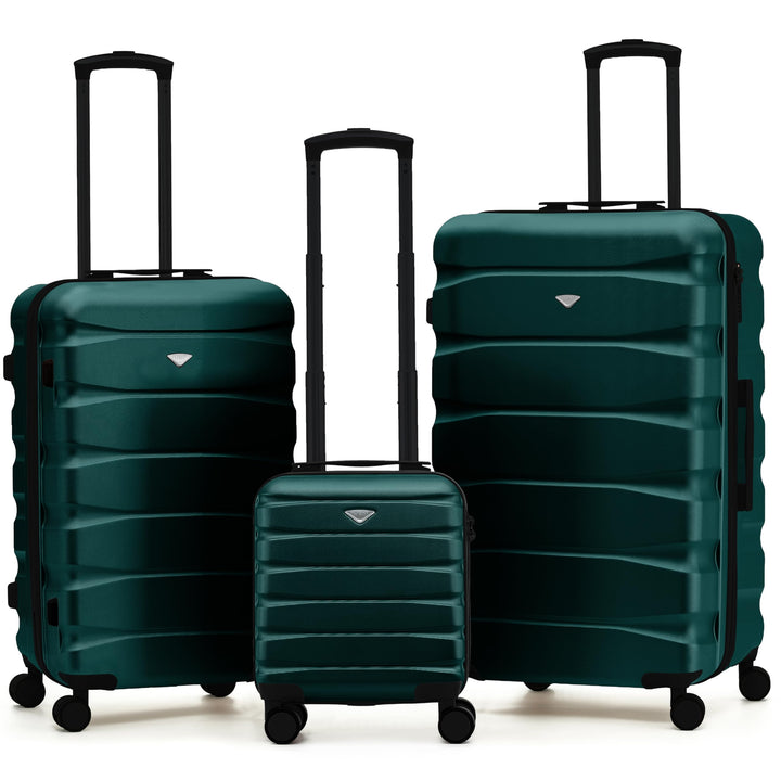 Flight Knight 3er Kofferset ABS Hartschalenkoffer Fuer Urlaub und Reisen | Handgepaeck 40 cm - Mitte