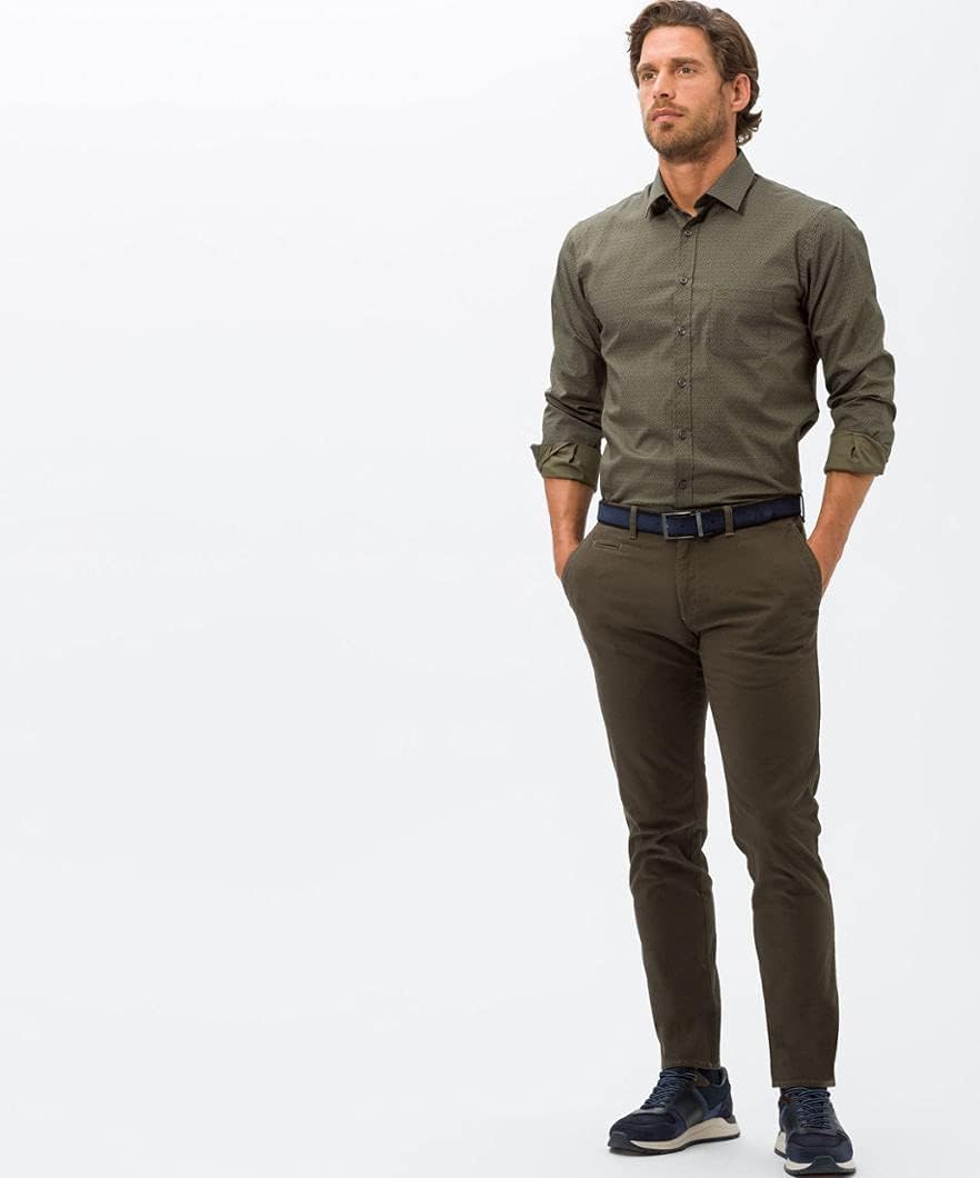 BRAX Herren Hose Style Fabio in Hi Flex Superelastische Slim Chino 31W / 34L Olive, 31W / 34L Olive