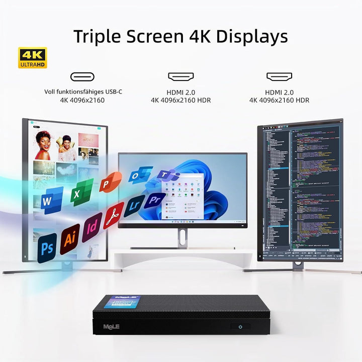 MeLE Quieter4C Lüfterloser Mini PC Windows 11 Pro 16GB DDR4 512GB ROM Micro PC Alder Lake N100(bis z