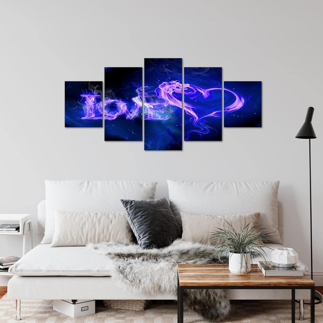 Runa Art Wandbilder Abstrakt Feuer Love 5 Teilig Bild auf Vlies Leinwand Deko Wohnzimmer Schlafzimme
