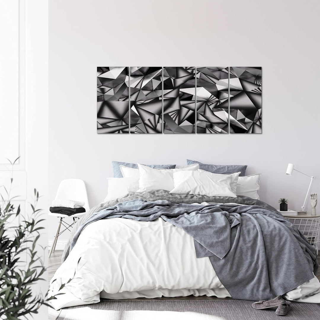 Runa Art Wandbild XXL 3D Effekt Wohnzimmer 200 x 80 cm Schwarz Weiss 5 Teilig - Made in Germany - 50