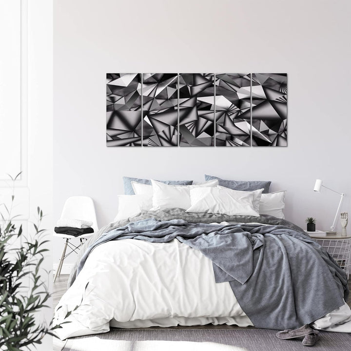 Runa Art Wandbild XXL 3D Effekt Wohnzimmer 200 x 80 cm Schwarz Weiss 5 Teilig - Made in Germany - 50