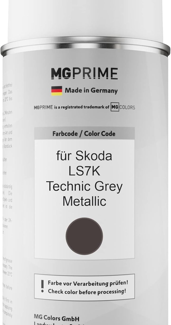 MG PRIME Autolack 2K Spraydosen Set für Skoda LS7K Technic Grey Metallic Basislack 2 Komponenten Kla