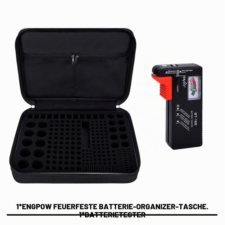 Batterie Aufbewahrungsbox Feuerfeste Batteriebox Tragetasche mit Tester Hält 216 Batterien Unterschi