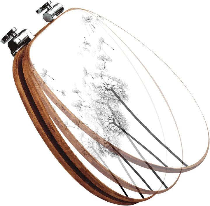 banjado® Design WC Sitz Bambus Absenkautomatik mit Motiv Pusteblume 2 / Toilettendeckel mit Absenkau