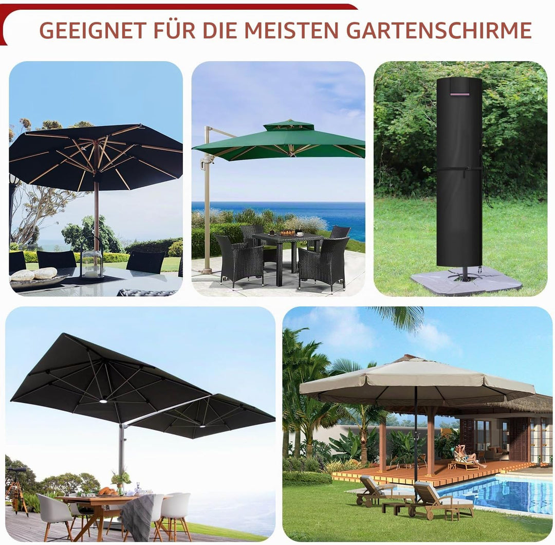 LAMUNI Sonnenschirm Schutzhülle für Ampelschirm Abdeckung für Gartenschirm Abdeckhauben für Sonnensc