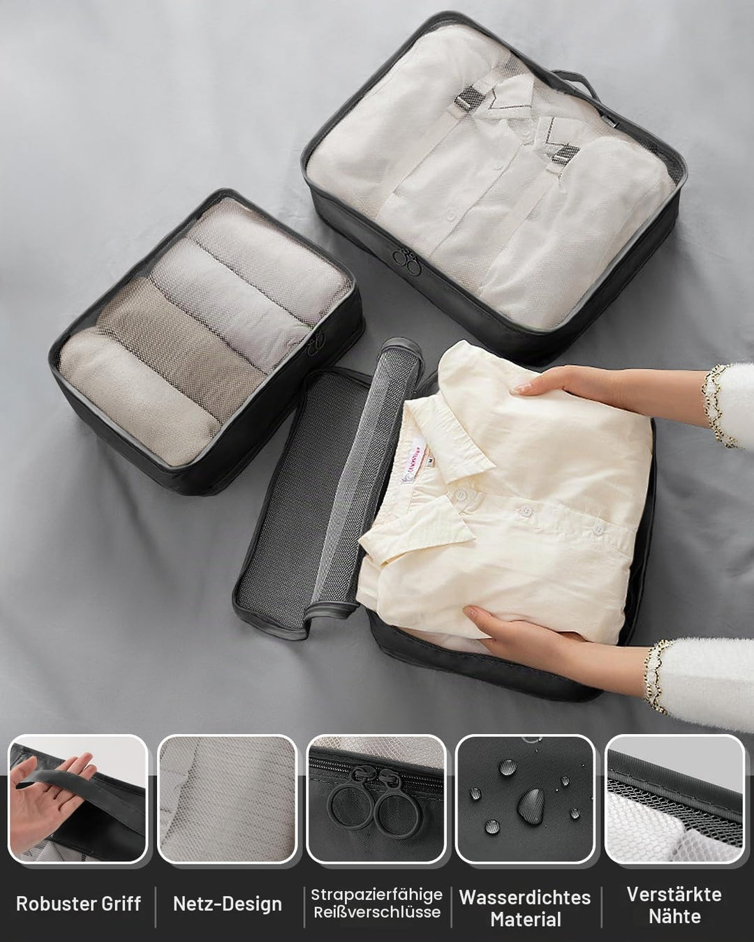 Koffer Organizer Set 18-teilig, Wasserdicht Packing Cubes, Multifunktionale Travel Packwürfel, Koffe