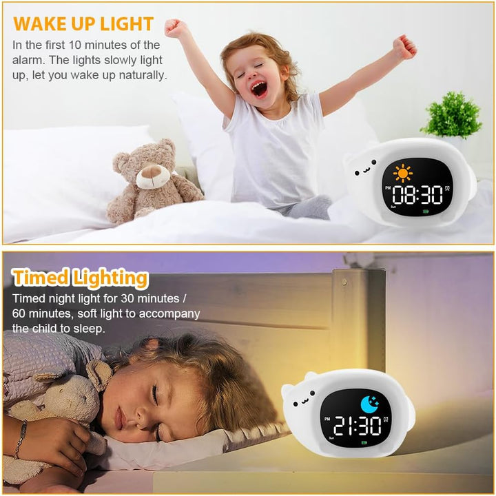 HOTUT Kinder Lichtwecker,Schlaftrainer Kinder mit Nachtlichtern,6 White Noise Kinderwecker,Digitaler