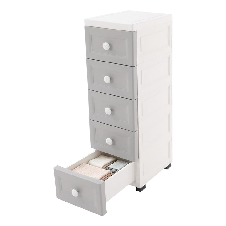Rollschrank mit 5 Schubladen Schubladenschrank 25 * 34 * 82cm Grau, Grau