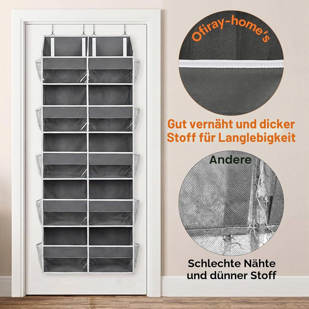 Tür-Organizer mit 5 Etagen, extra gross hinter der Tür, Aufbewahrung von 10 Fächern, 36,3 kg Tragkra