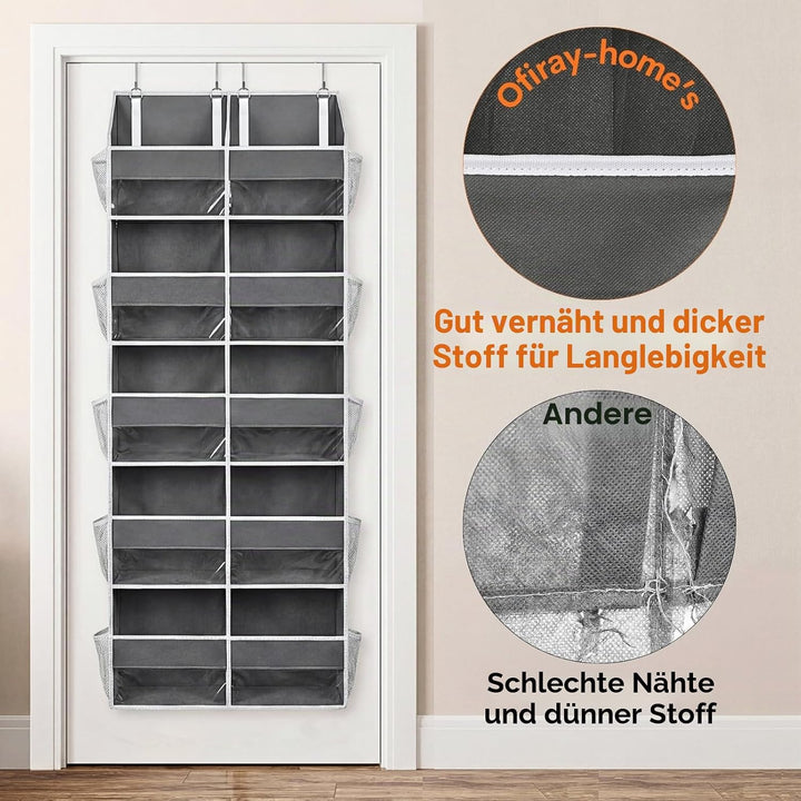 Tür-Organizer mit 5 Etagen, extra gross hinter der Tür, Aufbewahrung von 10 Fächern, 36,3 kg Tragkra