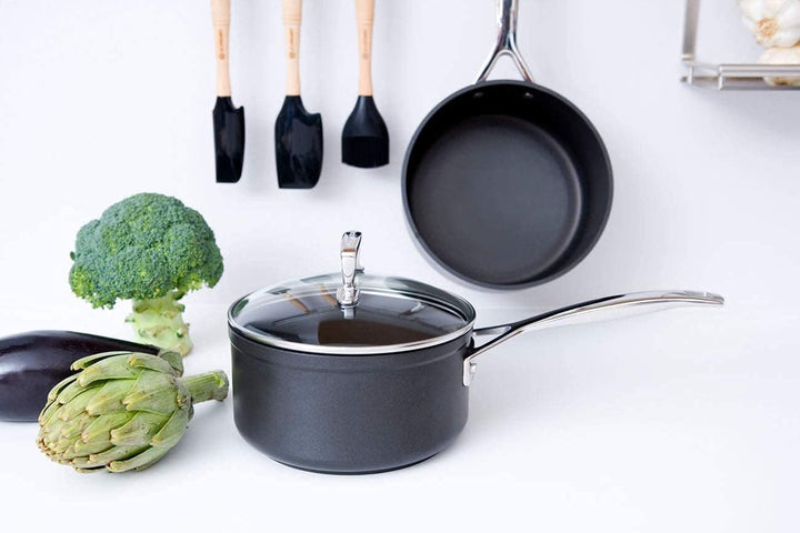 LE CREUSET Aluminium-Antihaft Profitopf, Ø 18 cm, Für alle Herdarten inkl. Induktion geeignet, Anthr