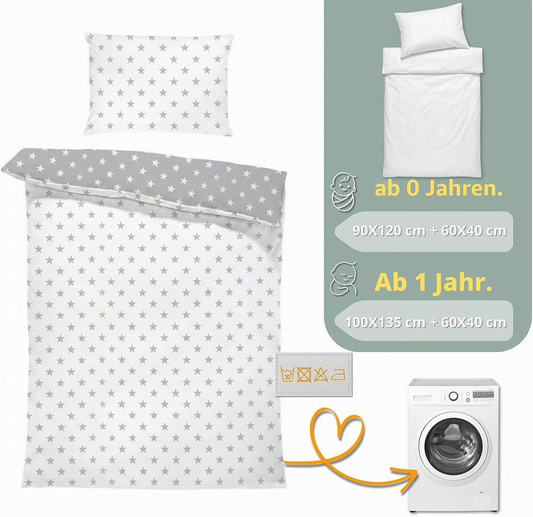 Bettwäsche 90x120 Kinder Baumwolle – Kinderbettwäsche Baby Jungen Mädchen Bettwäsche-Sets Bettbezug