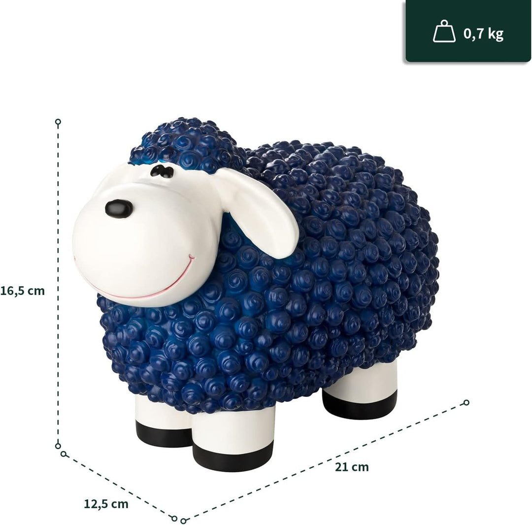 VERDOBA Mini Deko Schaf für den Garten, wetterfest - blaues Deko-Schaf Molly - Gartenfigur Schafe Ga
