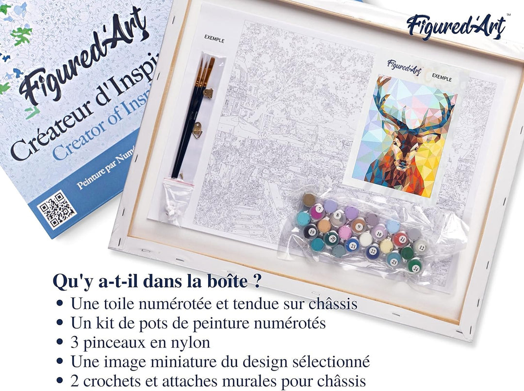 Figured'Art Malen Nach Zahlen Erwachsene Mit Rahmen Modernes Rentier - Paint by Numbers Basteln DIY