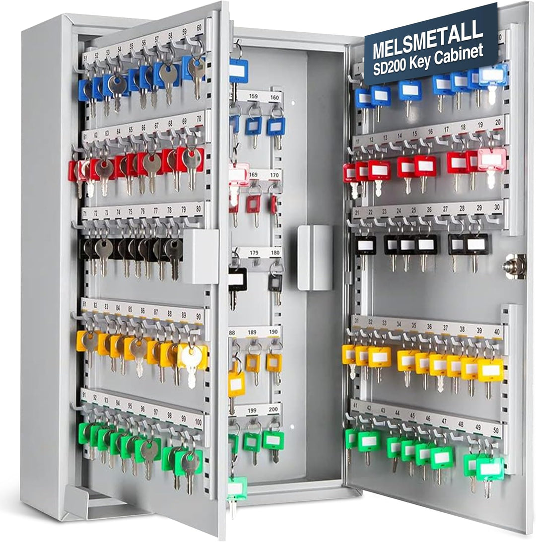 Melsmetall Schlüsselkasten Schlüsselschrank SD200, 200 Haken, 550x380x140mm