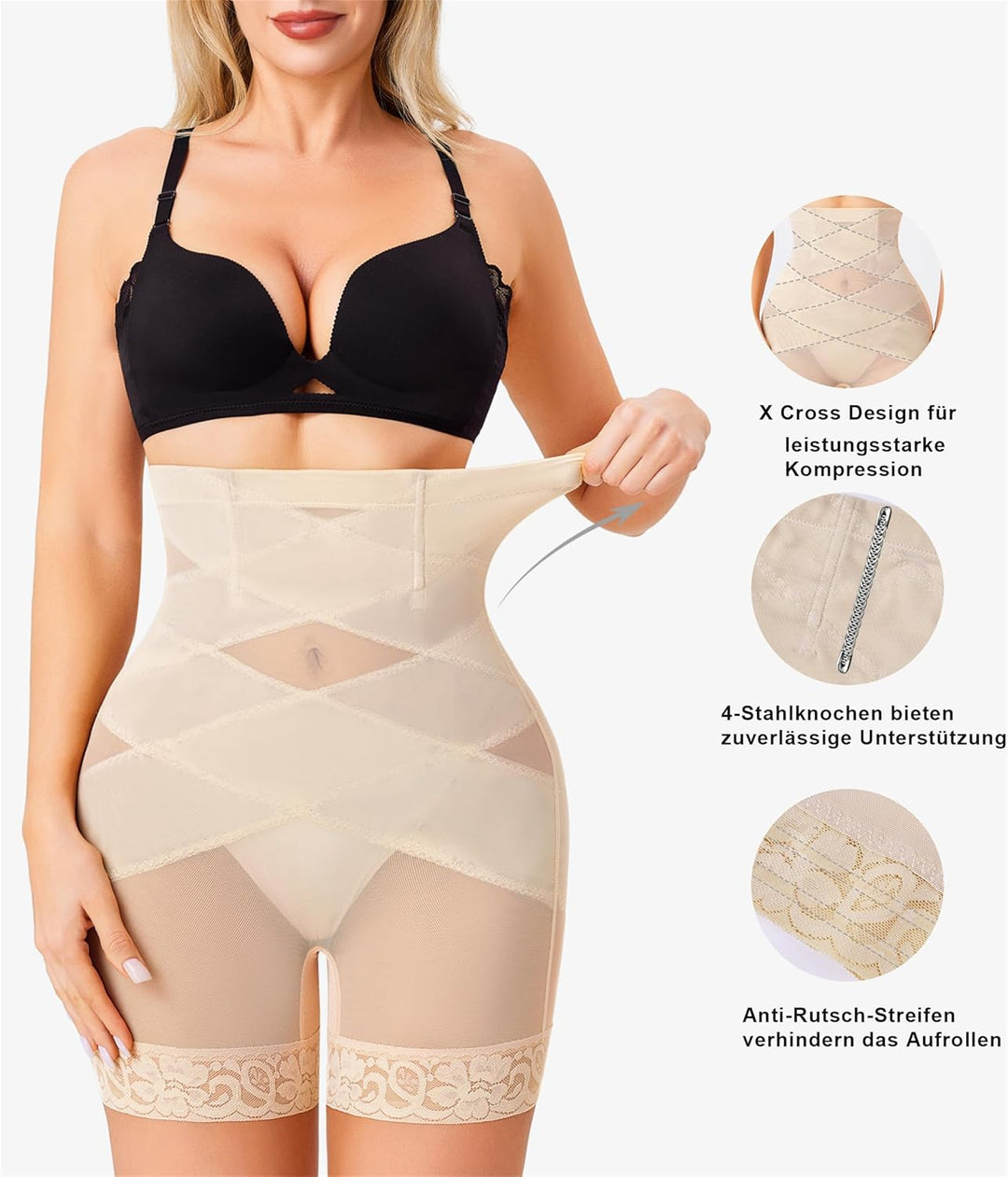 Gotoly Shapewear Damen Bauchweg Unterhose Hohe Taille Miederhose Mit Bein Figurenformend Miederpant