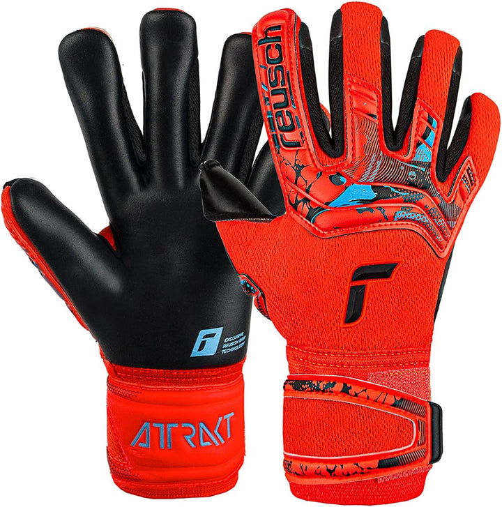 Reusch Unisex – Erwachsene Torwarthandschuhe Attrakt Duo mit Hervorragendem Grip 7.5 rot/blau/schwar