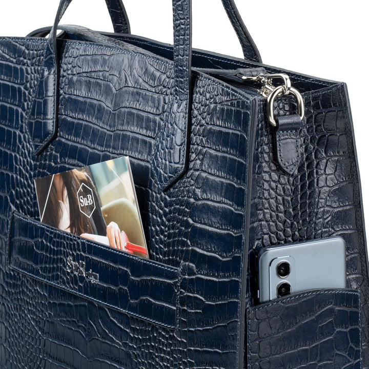 Su.B 14 Zoll Laptoptasche für Damen - Leichte Echtleder Arbeitstasche mit Innentasche - Schultertasc